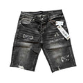 Purple Brand Distressed Denim Shorts Washed Black