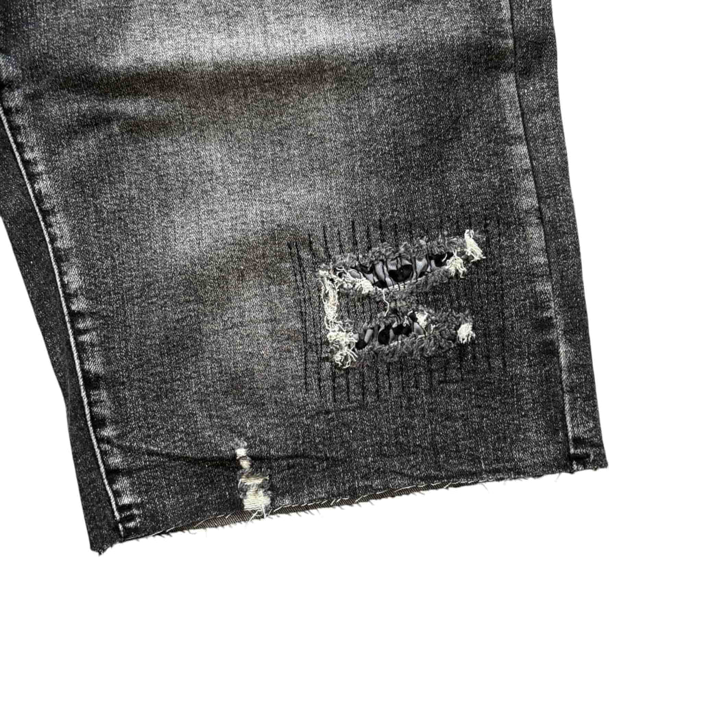Purple Brand Distressed Denim Shorts Washed Black