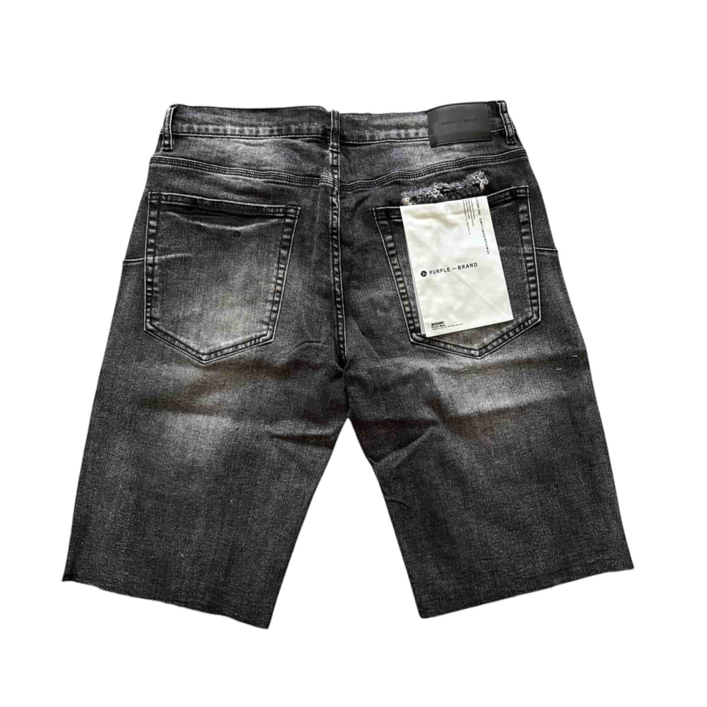 Purple Brand Distressed Denim Shorts Washed Black
