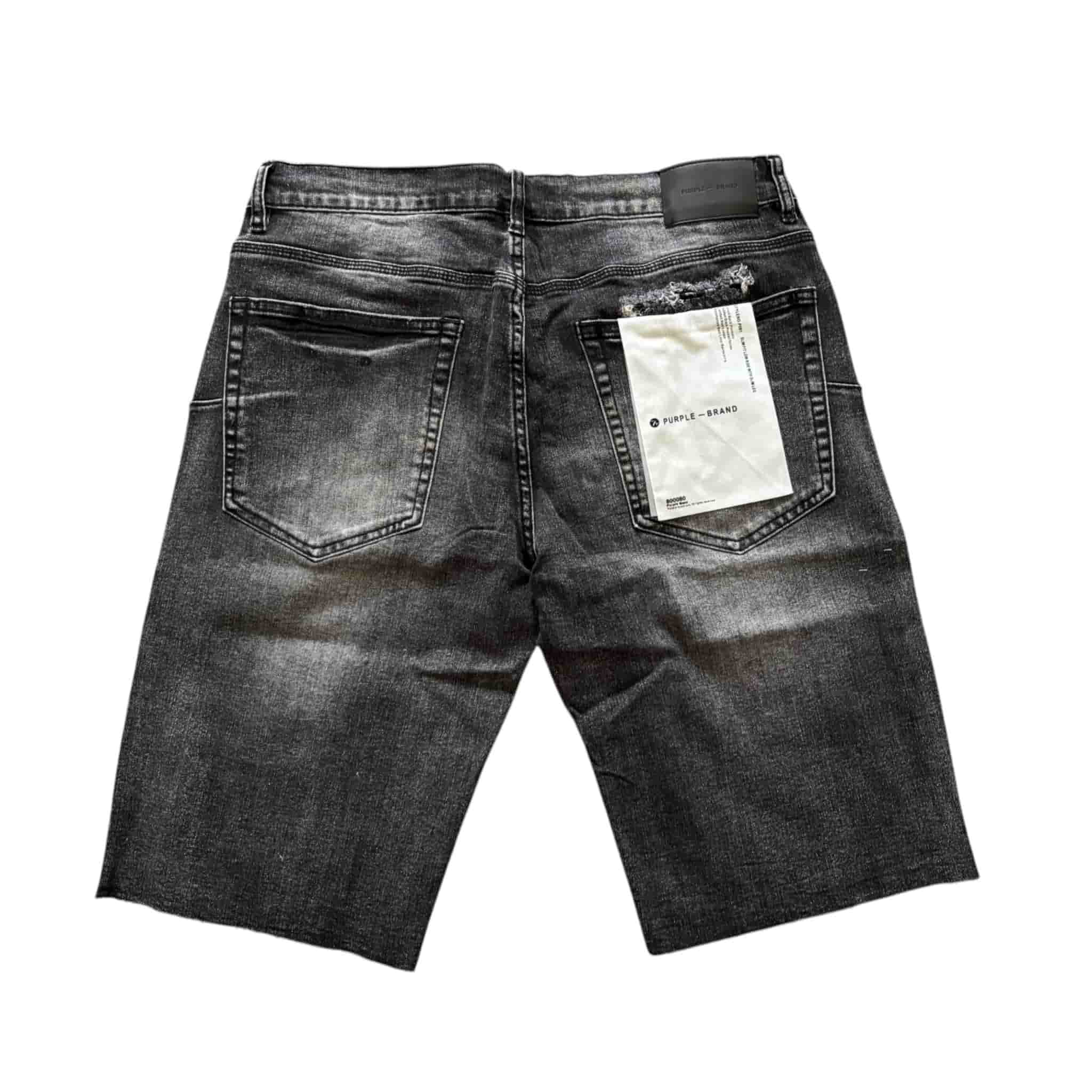 Purple Brand Distressed Denim Shorts Washed Black