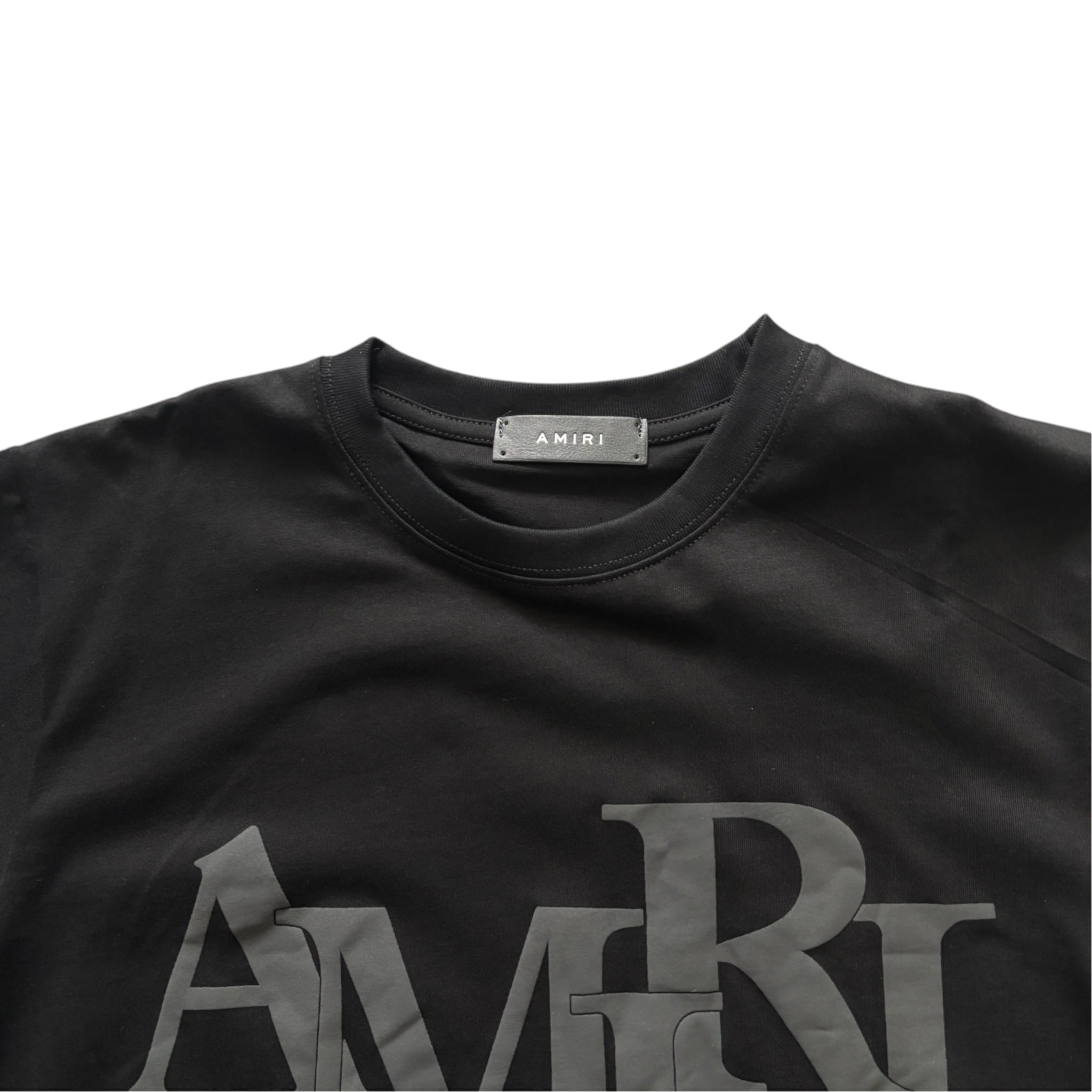 Amiri Staggered Logo T-Shirt Black Tonal Lettering Monogram