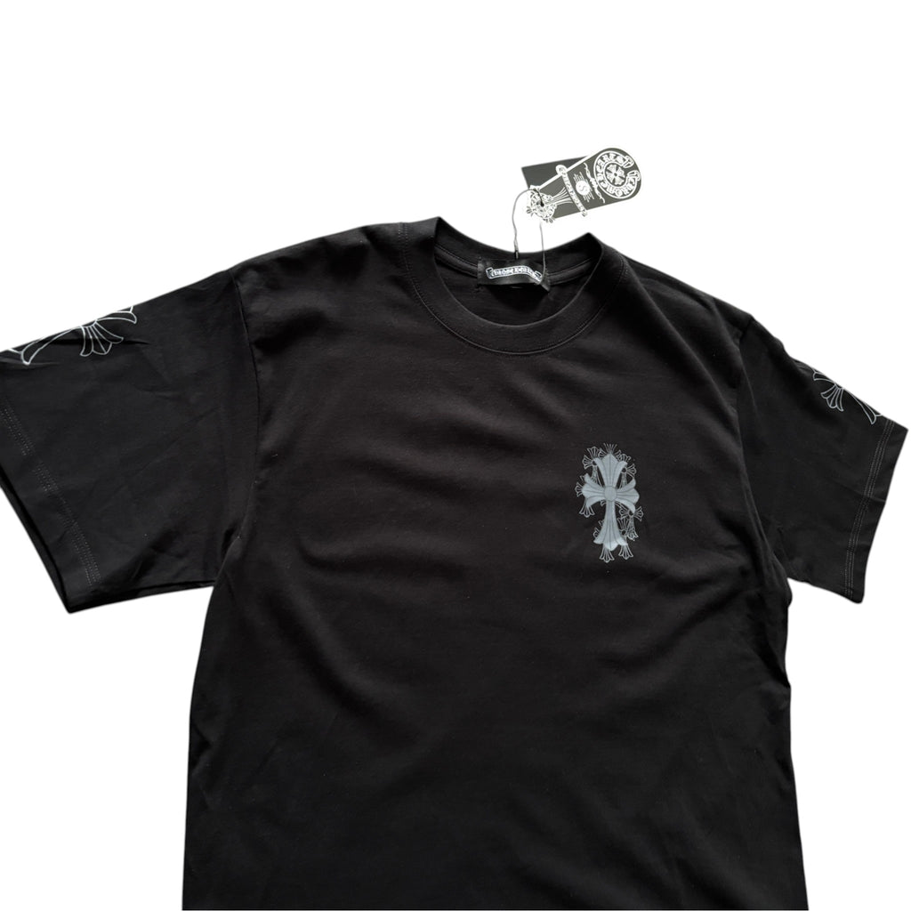 Chrome Hearts Cross Logo T-Shirt Black Floral Cross Sleeve Print
