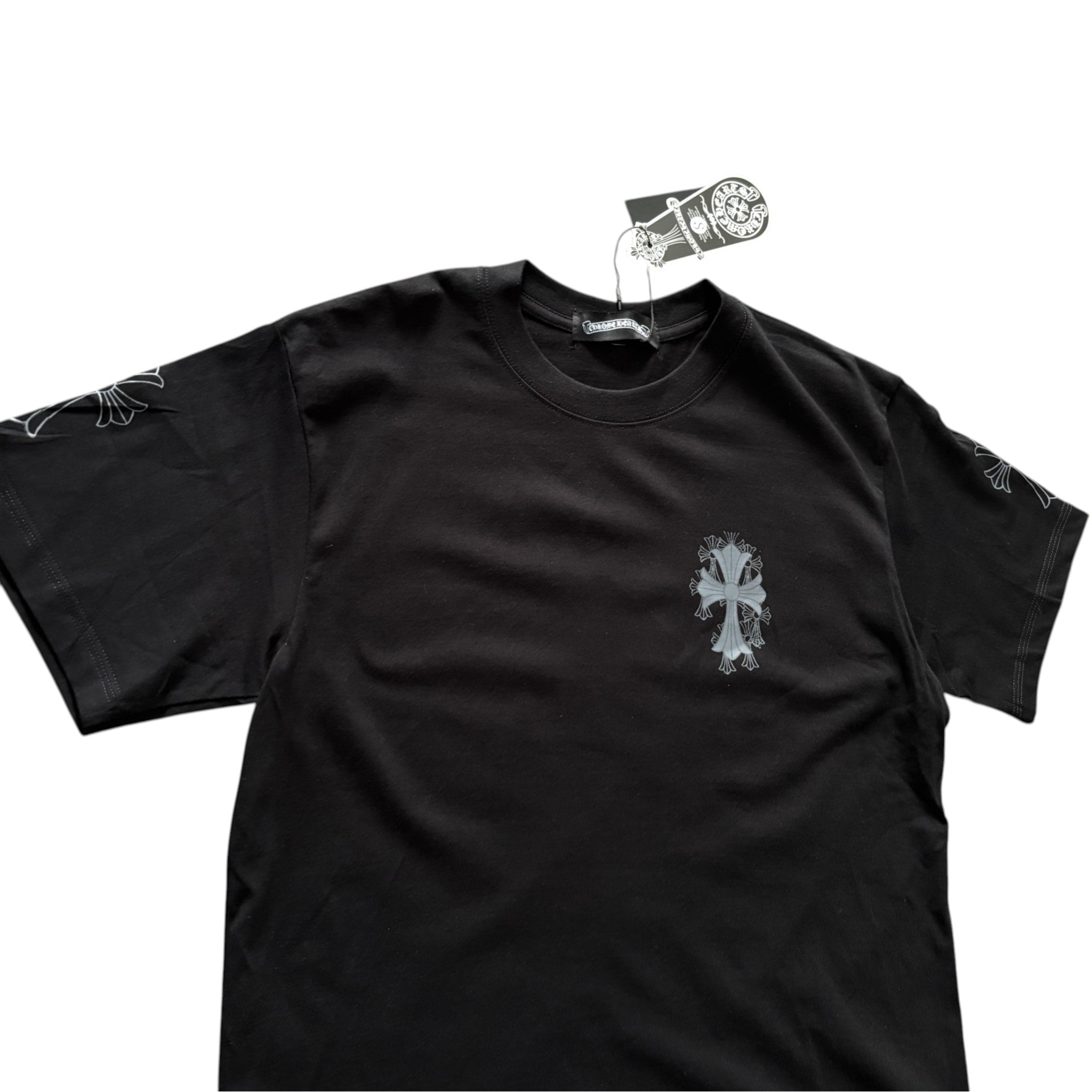 Chrome Hearts Cross Logo T-Shirt Black Floral Cross Sleeve Print