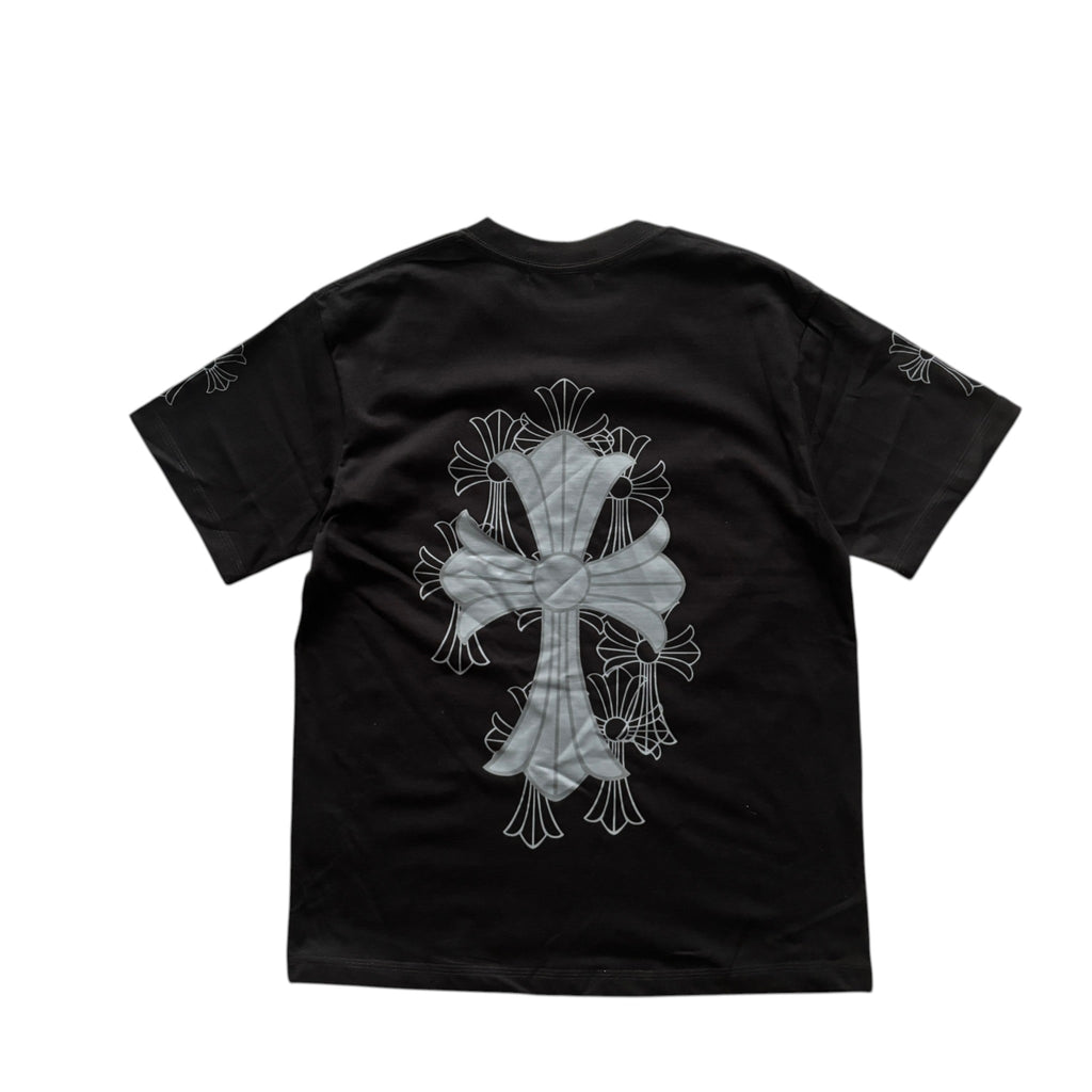 Chrome Hearts Cross Logo T-Shirt Black Floral Cross Sleeve Print