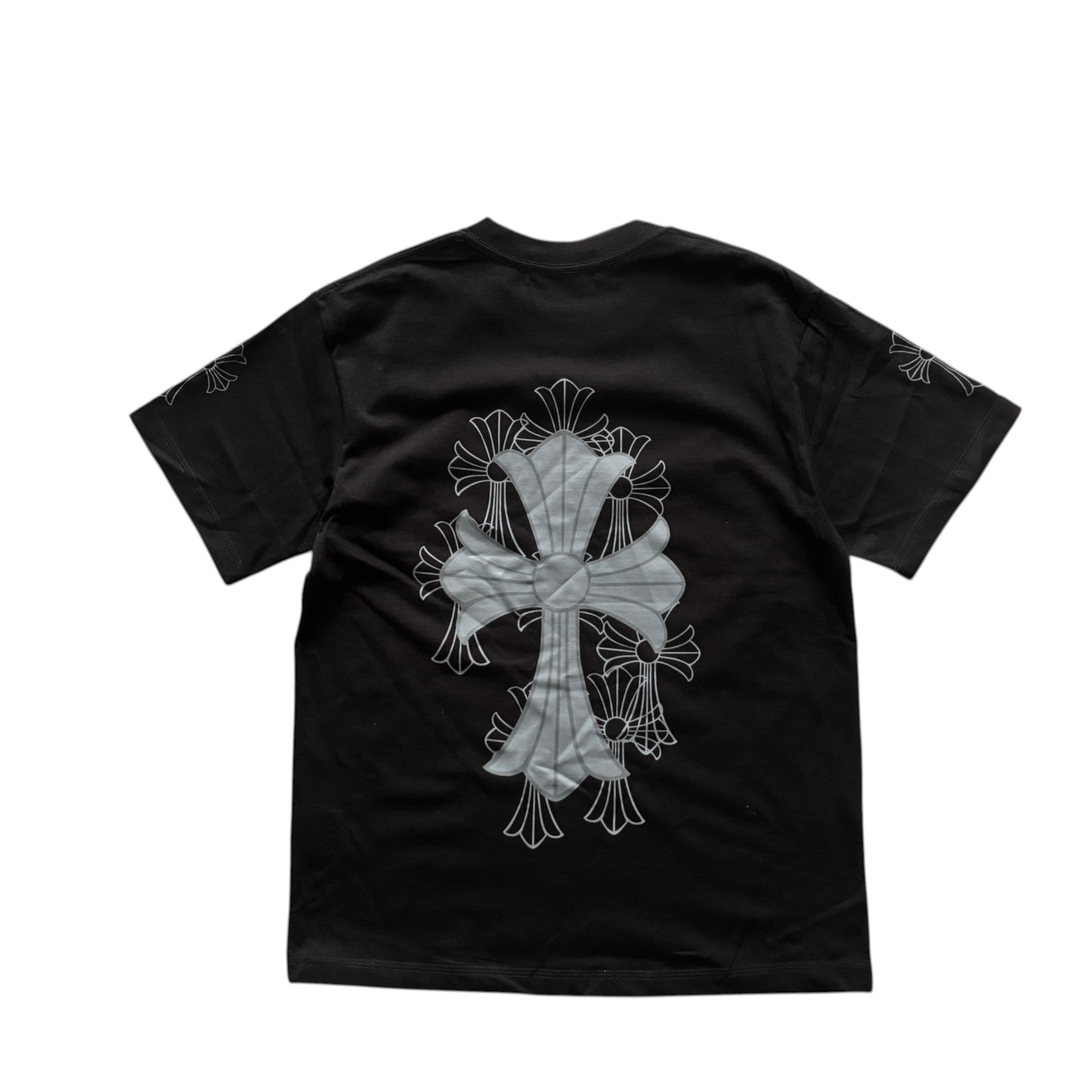Chrome Hearts Cross Logo T-Shirt Black Floral Cross Sleeve Print