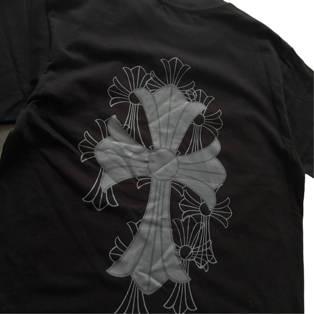 Chrome Hearts Cross Logo T-Shirt Black Floral Cross Sleeve Print