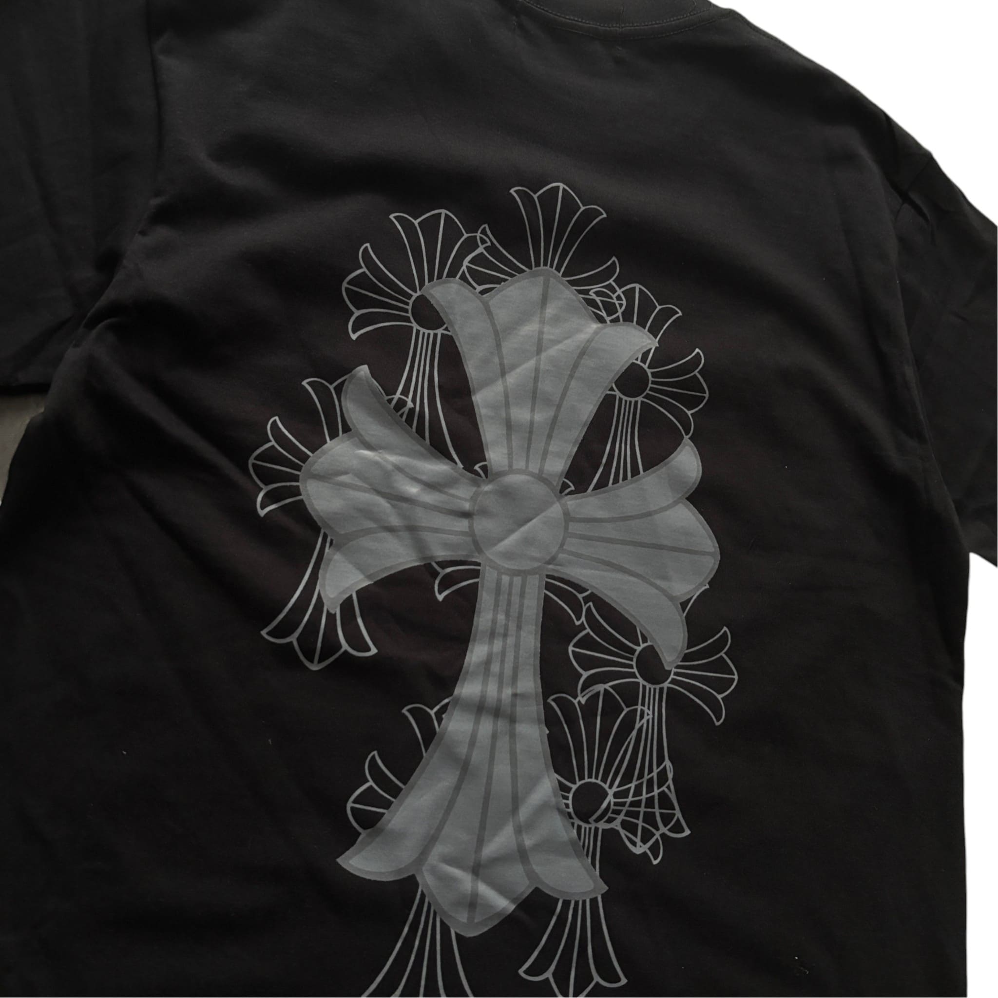 Chrome Hearts Cross Logo T-Shirt Black Floral Cross Sleeve Print