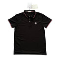 Moncler Piqué Polo Shirt Black Tricolor Logo Badge