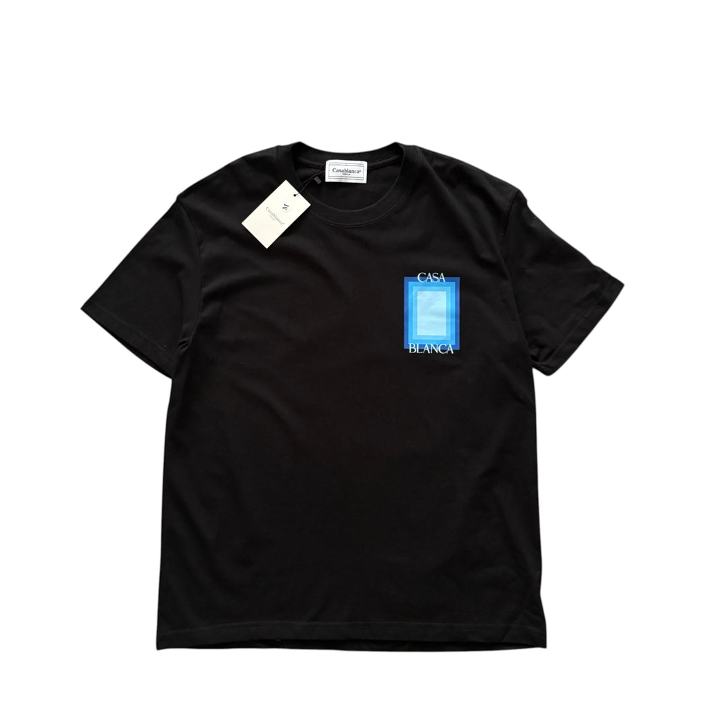Casablanca Blue Frame Graphic T-Shirt Black Chest Logo Print