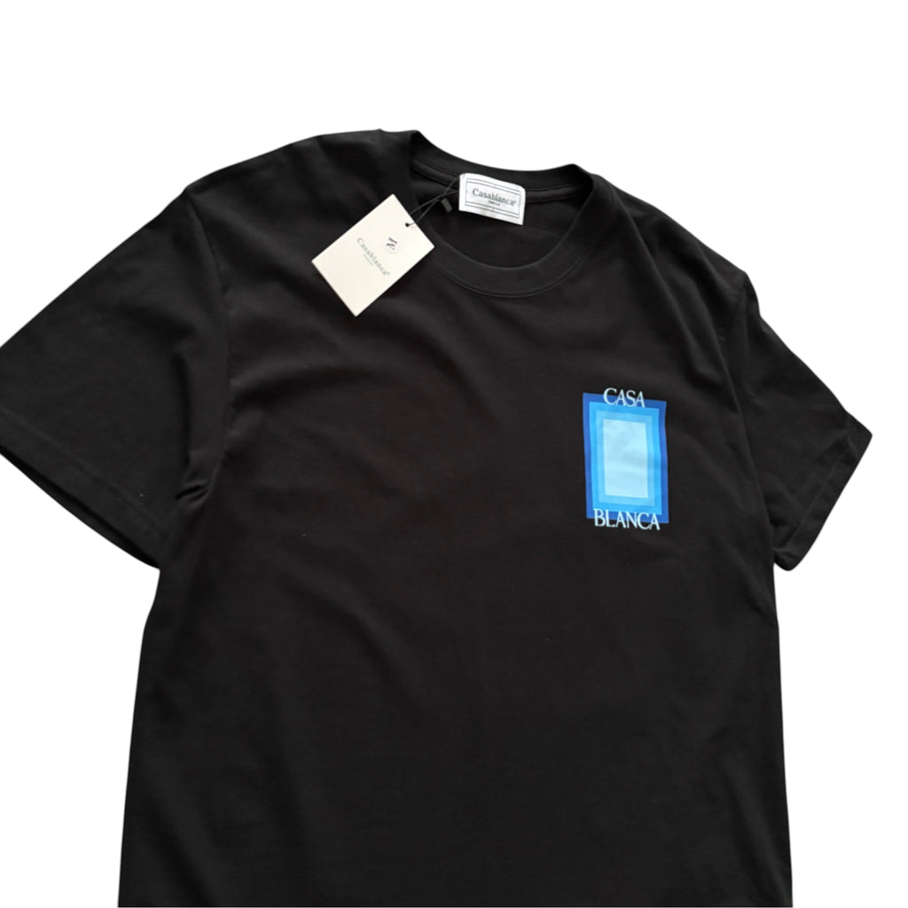 Casablanca Blue Frame Graphic T-Shirt Black Chest Logo Print
