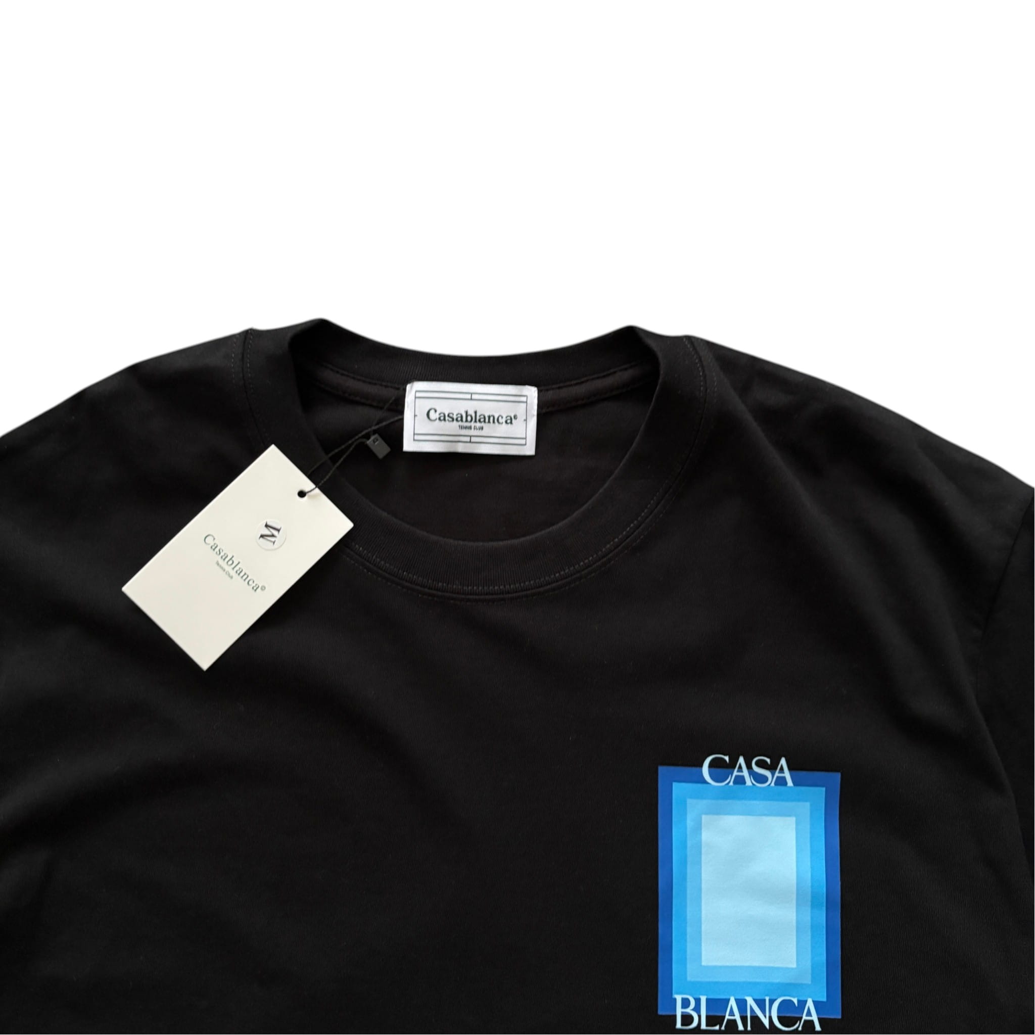 Casablanca Blue Frame Graphic T-Shirt Black Chest Logo Print