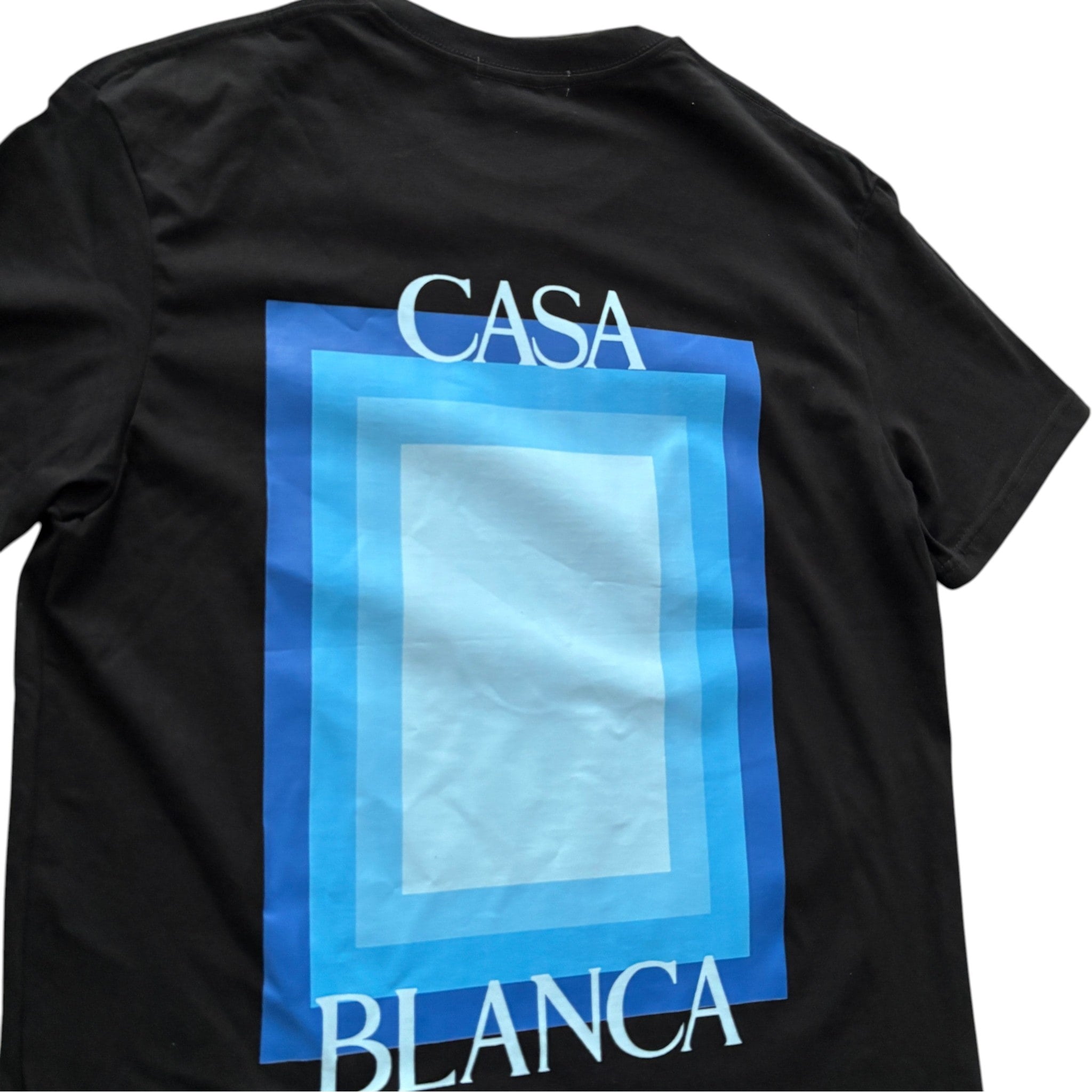 Casablanca Blue Frame Graphic T-Shirt Black Chest Logo Print