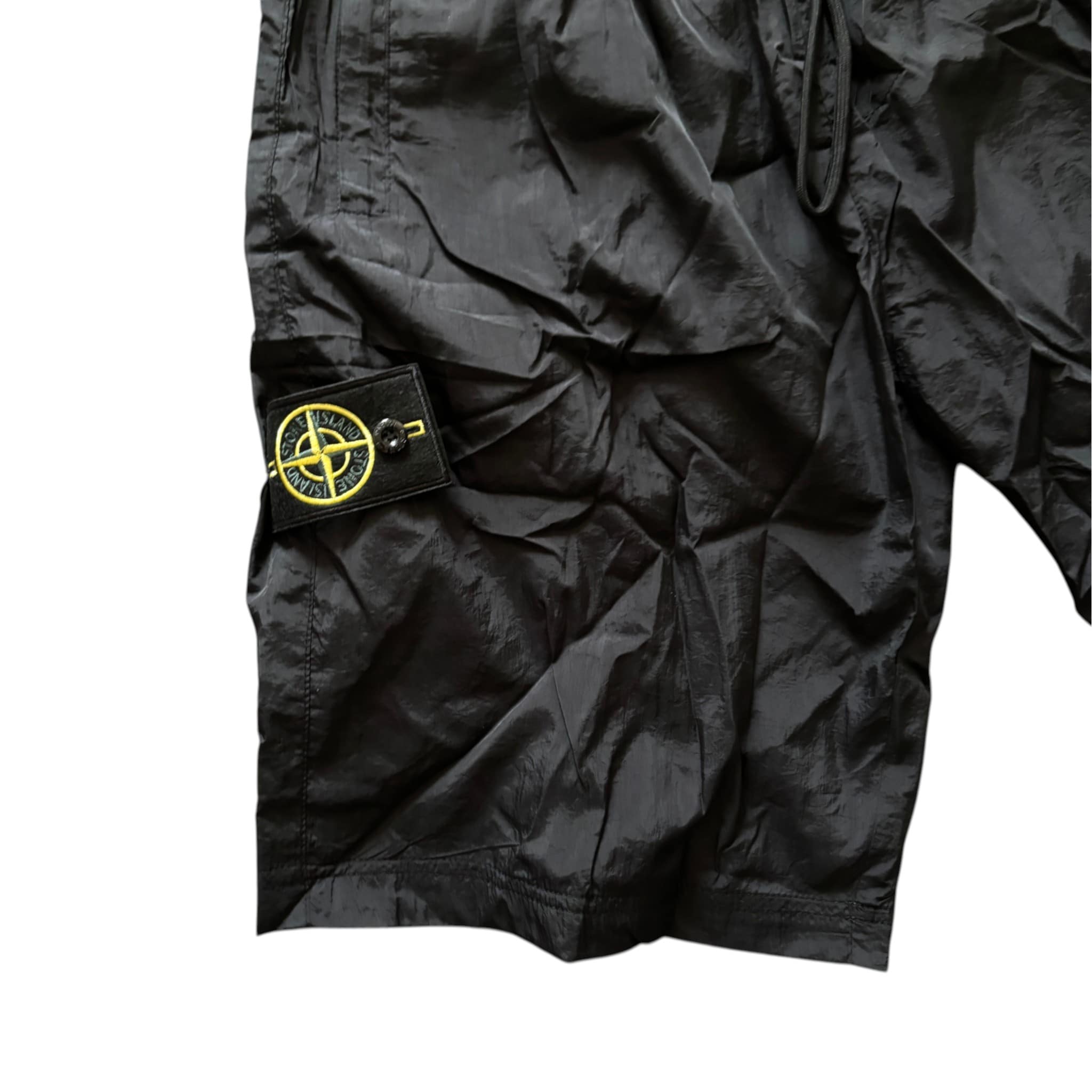 Stone Island Nylon Shorts Black Compass Badge Embossed Logo
