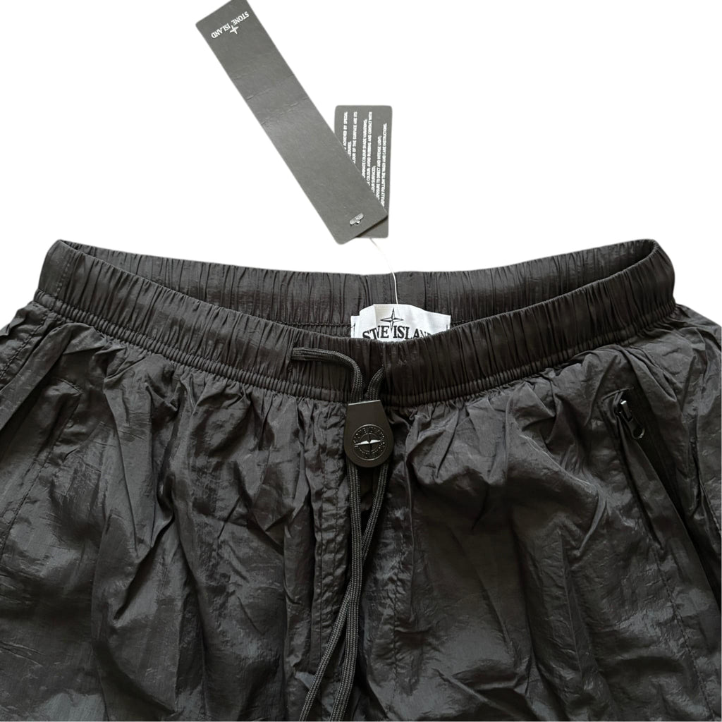Stone Island Nylon Shorts Black Compass Badge Embossed Logo