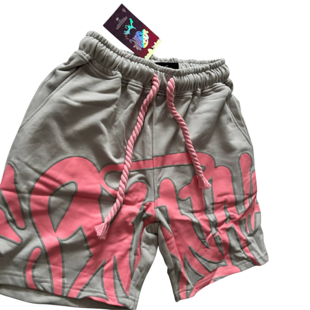 Syna World Gray & Pink Shorts Rope Drawstrings