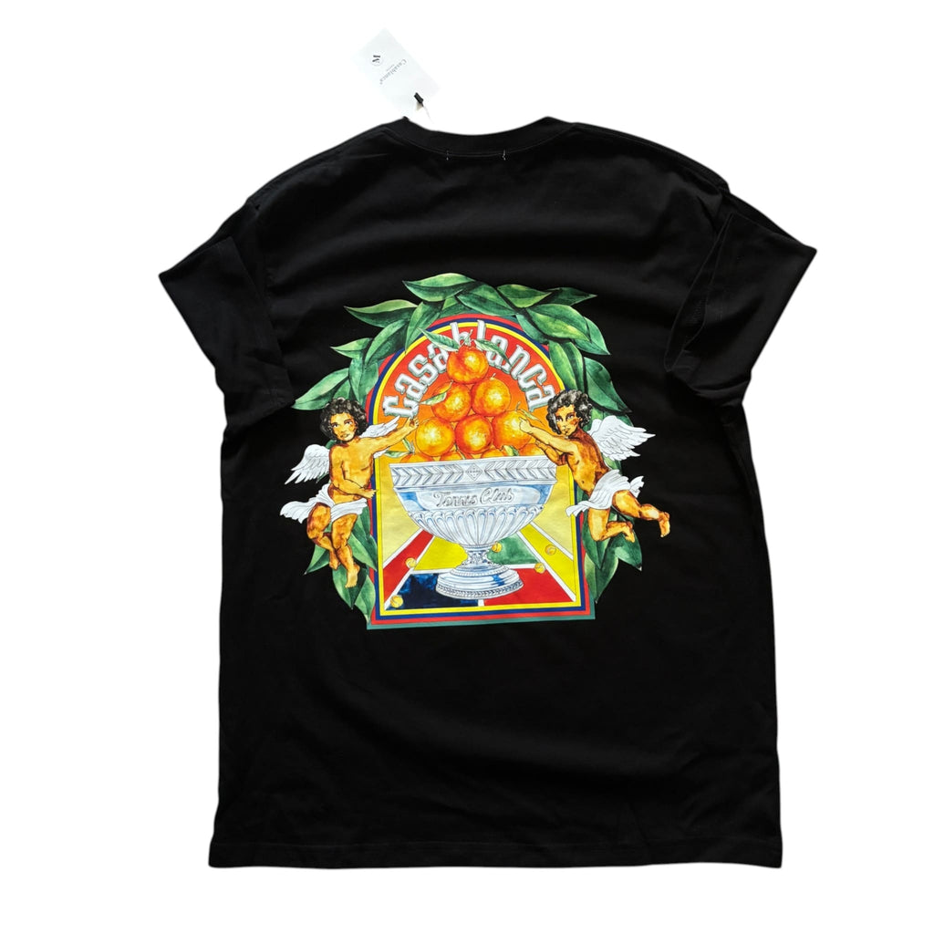 Casablanca Tennis Club Cherub Orange Graphic Black T-Shirt