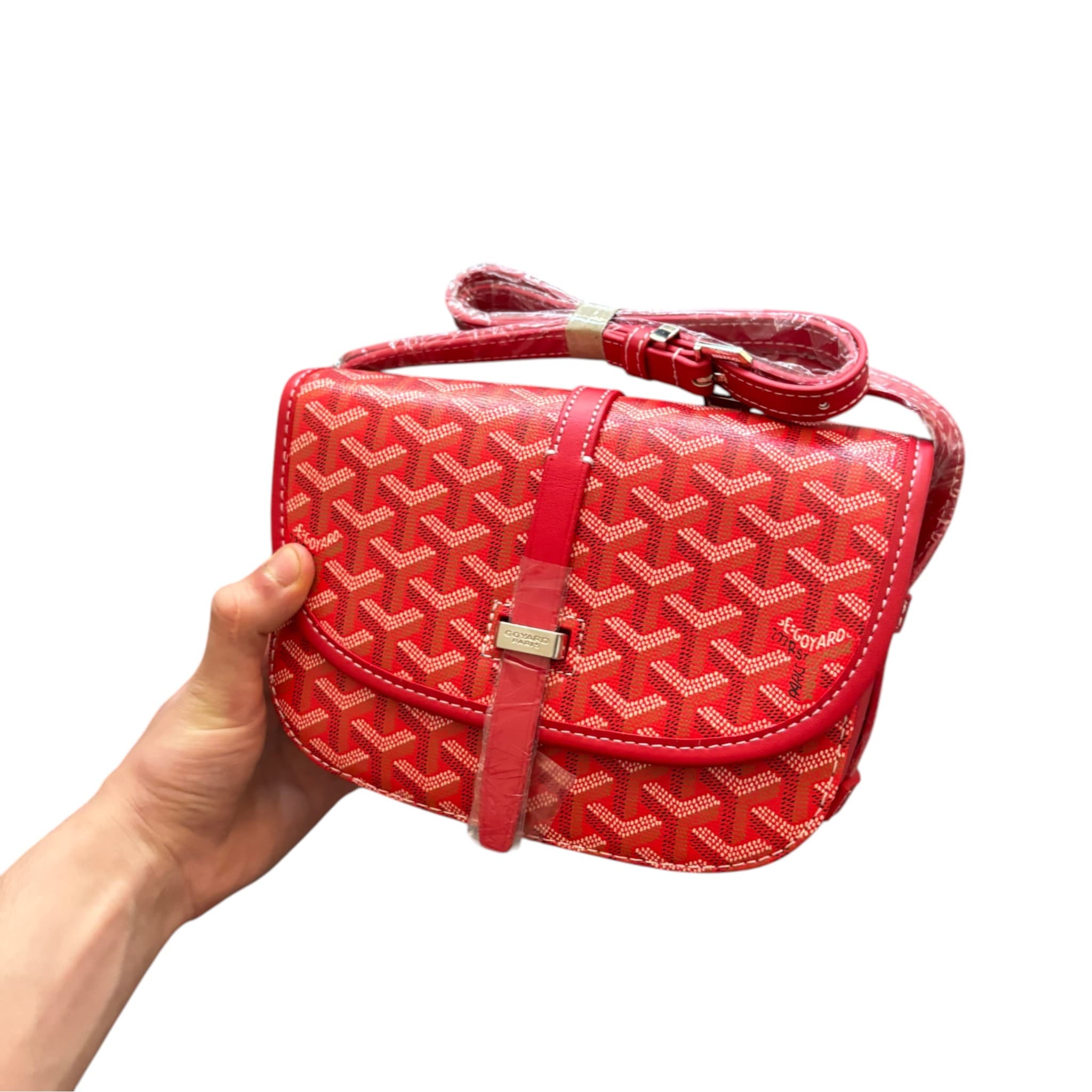 Goyard Belvedere PM Crossbody Bag Red Canvas Shoulder Strap