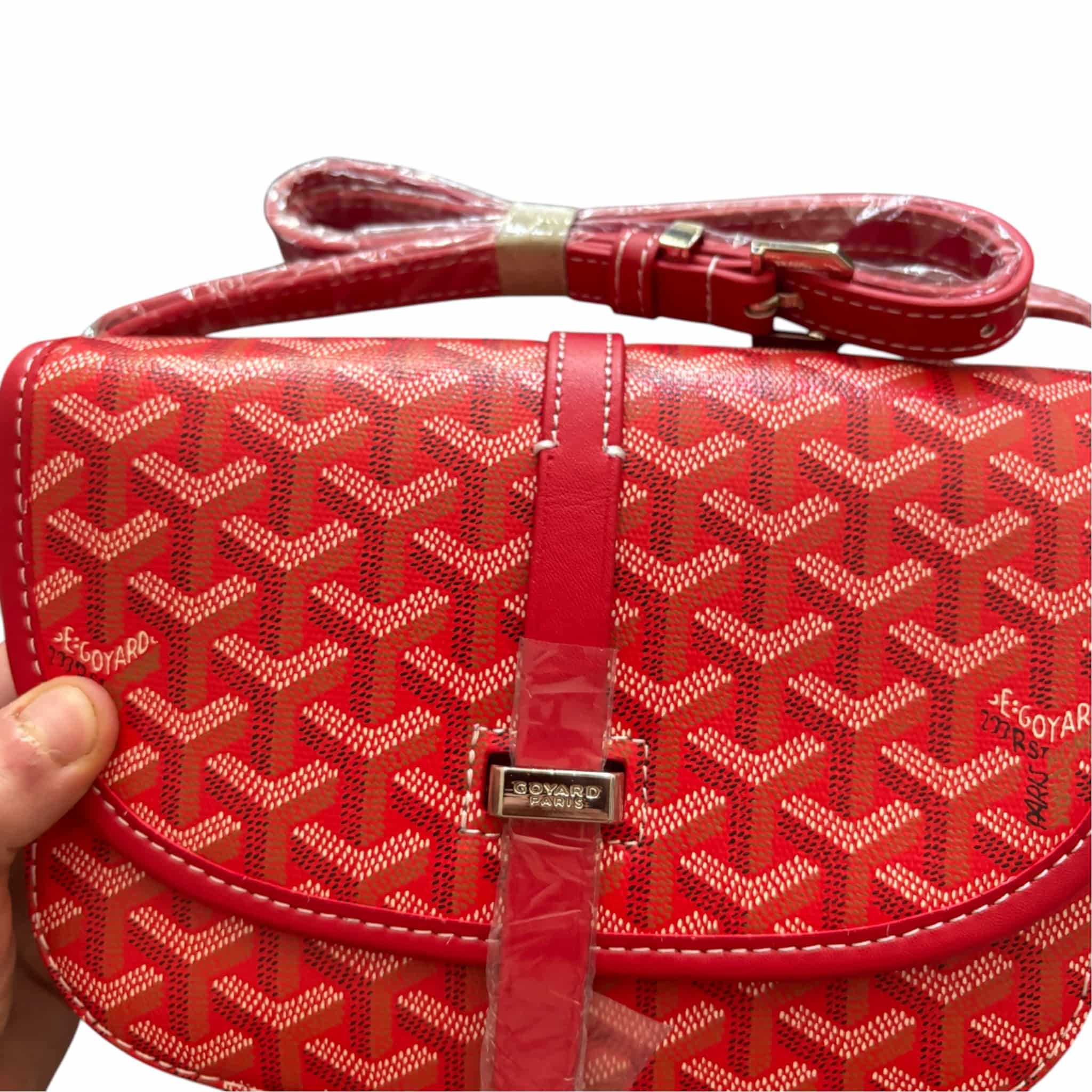 Goyard Belvedere PM Crossbody Bag Red Canvas Shoulder Strap