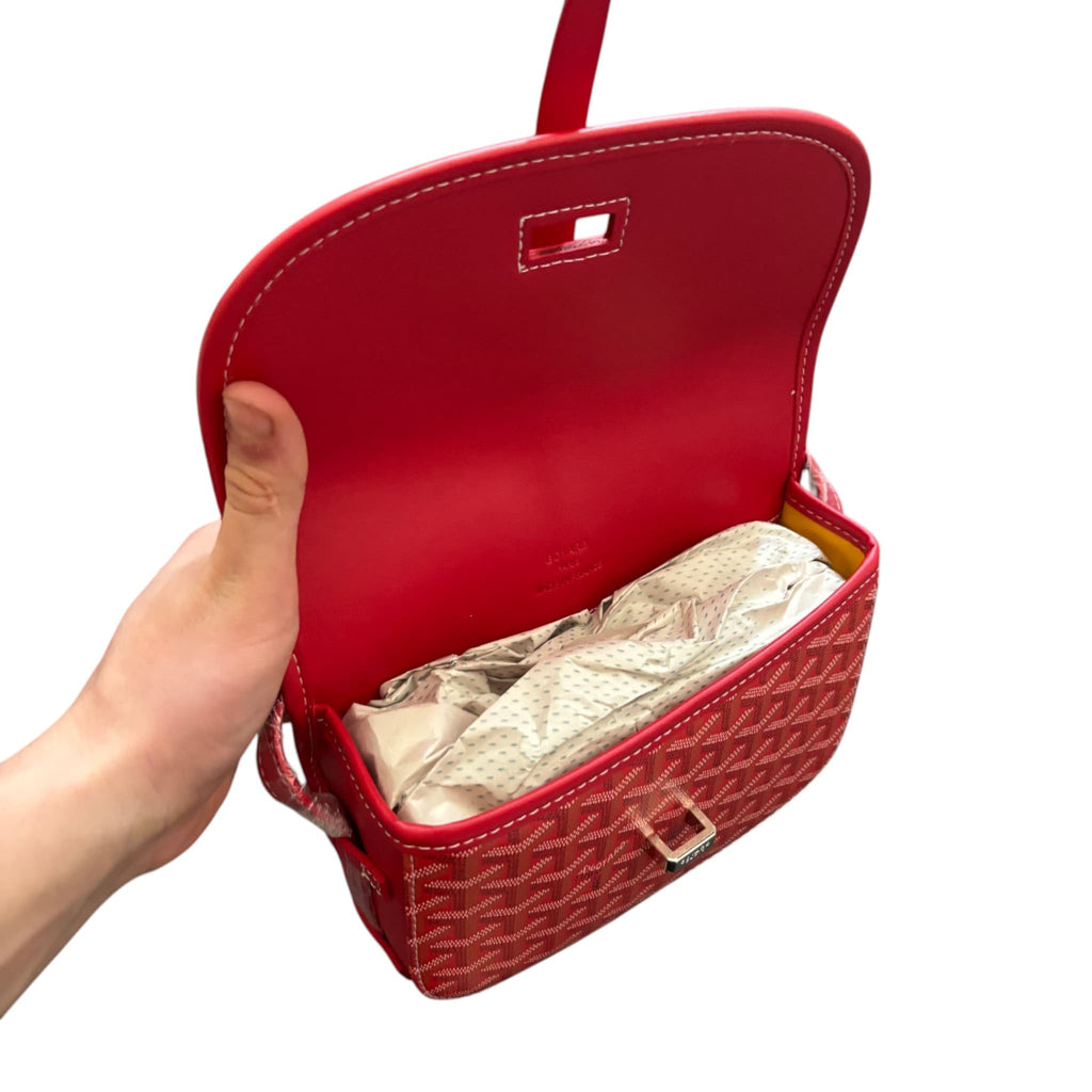Goyard Belvedere PM Crossbody Bag Red Canvas Shoulder Strap