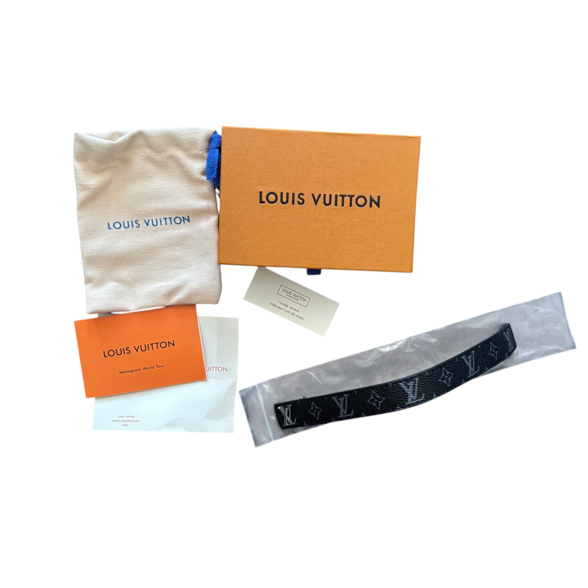 LV Bracelet Monogram Eclipse with Box Dust Bag World Tour