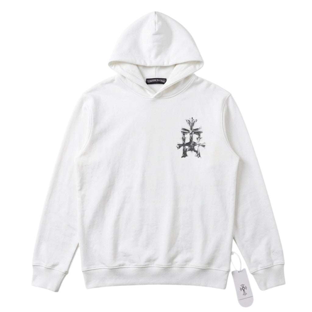 Chrome Hearts Silver Cross White Hoodie