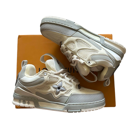 GRAY & WHITE L-V SKATE SNEAKER