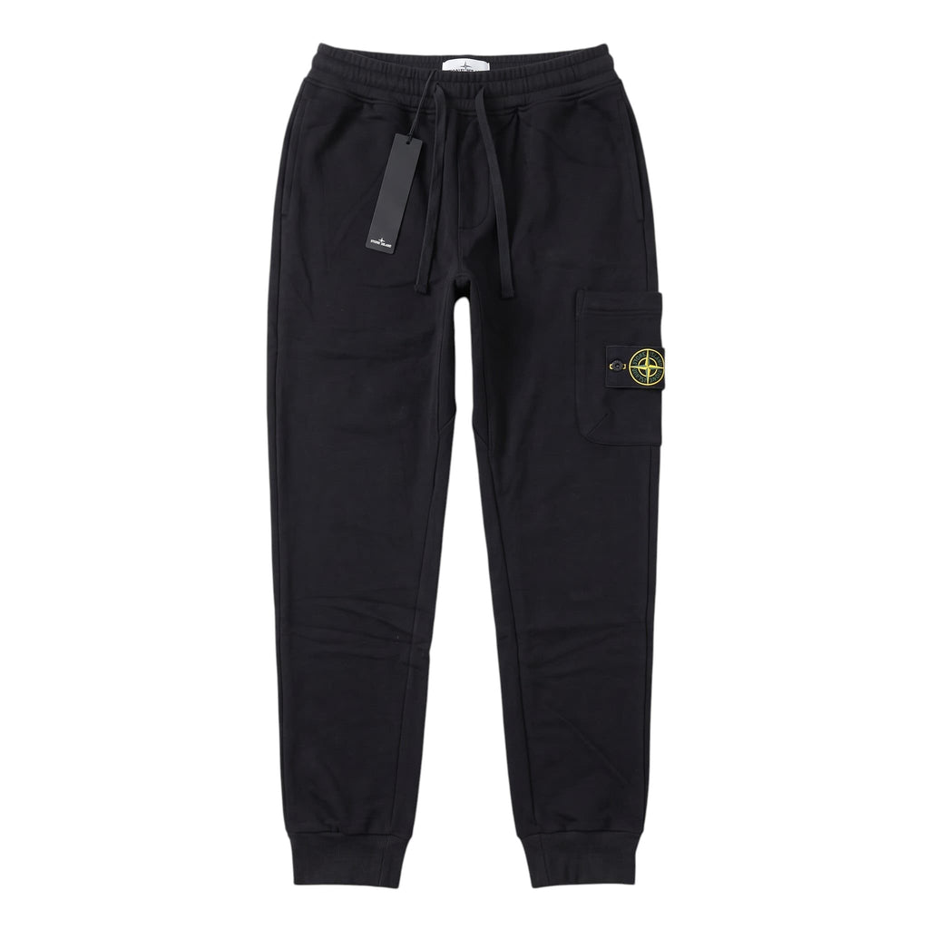 Stone Island Black Cotton Fleece Cargo Sweatpants