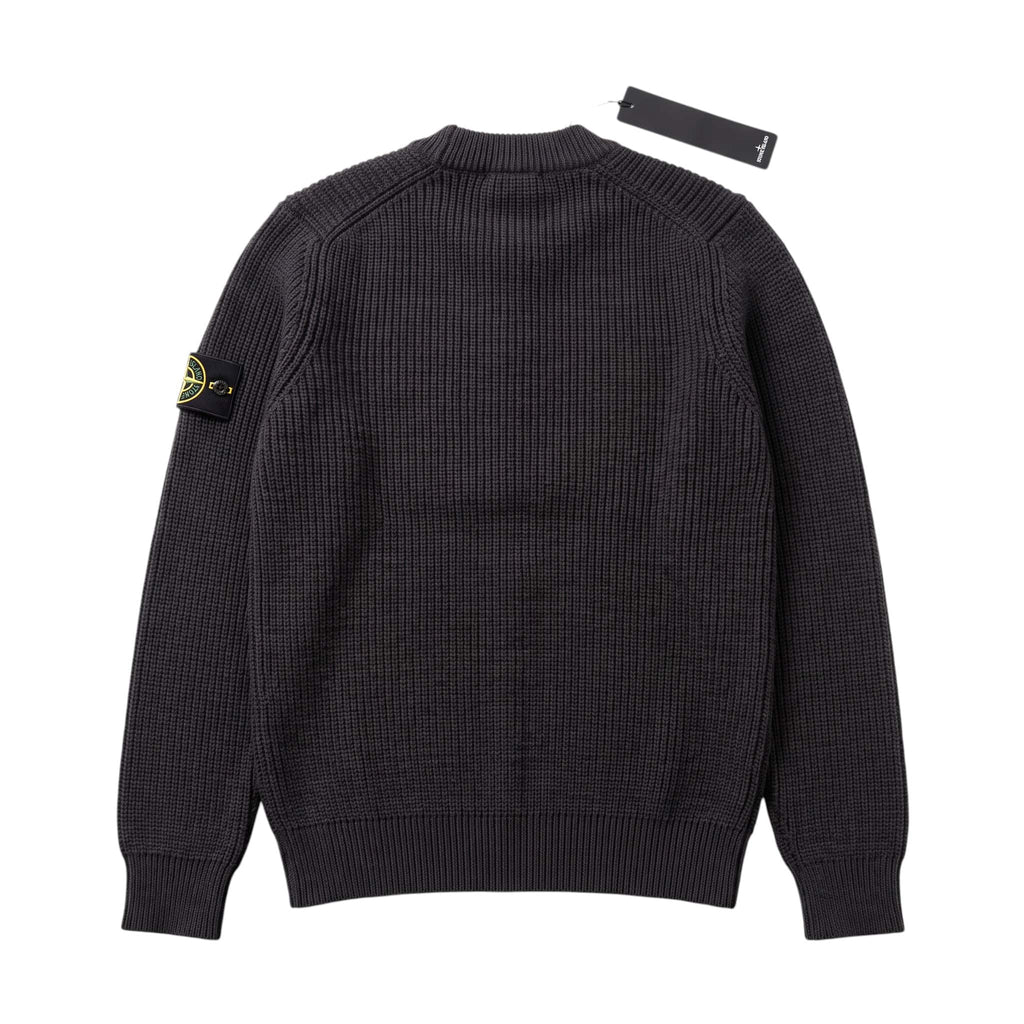Stone Island Black Ribbed Knit Crewneck Sweater