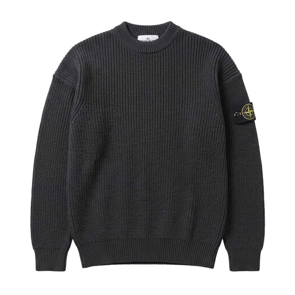 Stone Island Black Ribbed Knit Crewneck Sweater