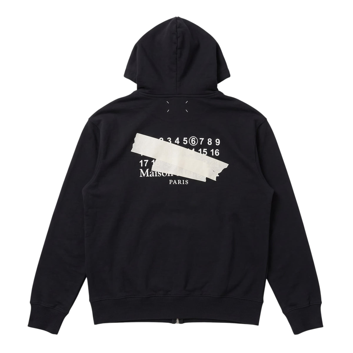 Maison Margiela Black Zip-Up Hoodie Taped Numbers Logo