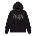 Amiri Staggered Leather Logo Black Hoodie