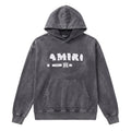 Amiri Vintage Washed Grey Hoodie with Distressed MA Bar Logo