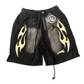 Hellstar Black Track Flame Washed Shorts