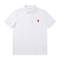 Ami Paris Ami De Coeur Embroidered Polo Shirt