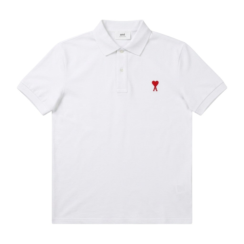 Ami Paris Ami De Coeur Embroidered Polo Shirt