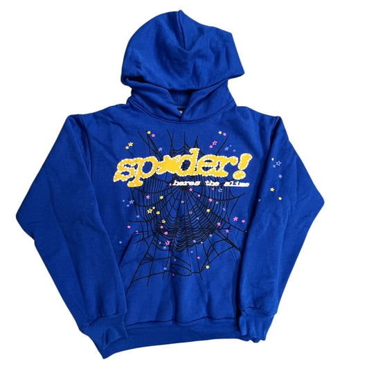 Sp5der Navy Blue Hoodie LIMITED